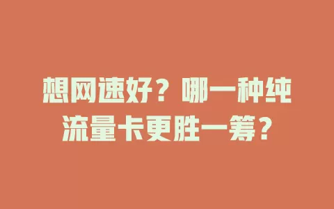 想网速好？哪一种纯流量卡更胜一筹？