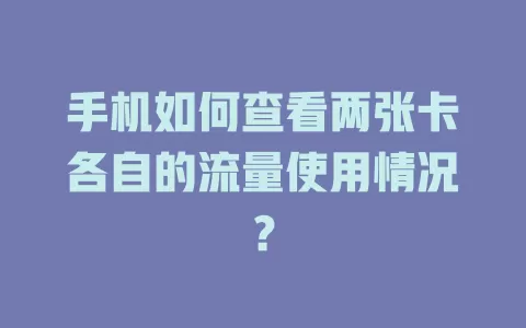 手机如何查看两张卡各自的流量使用情况？