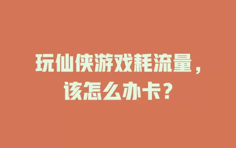 玩仙侠游戏耗流量，该怎么办卡？