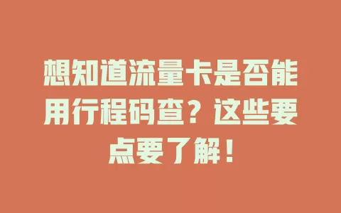 想知道流量卡是否能用行程码查？这些要点要了解！