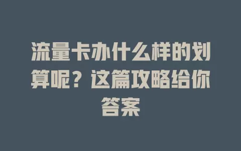 流量卡办什么样的划算呢？这篇攻略给你答案