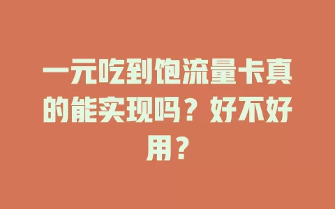 一元吃到饱流量卡真的能实现吗？好不好用？