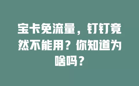 宝卡免流量，钉钉竟然不能用？你知道为啥吗？