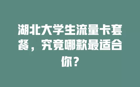湖北大学生流量卡套餐，究竟哪款最适合你？