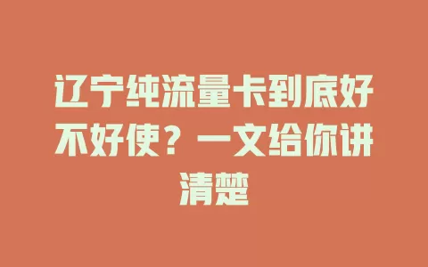 辽宁纯流量卡到底好不好使？一文给你讲清楚