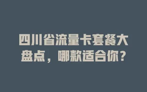 四川省流量卡套餐大盘点，哪款适合你？