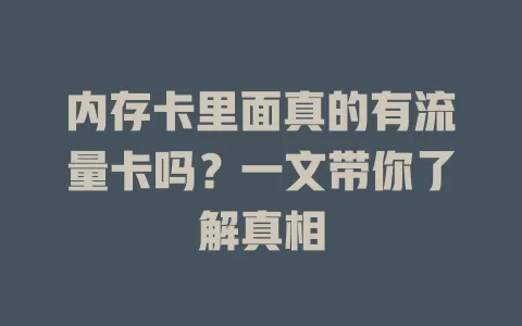 内存卡里面真的有流量卡吗？一文带你了解真相