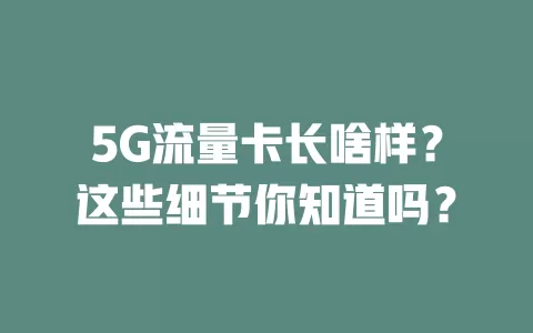 5G流量卡长啥样？这些细节你知道吗？