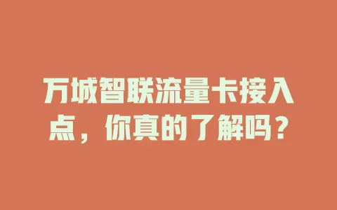 万城智联流量卡接入点，你真的了解吗？