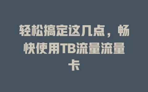 轻松搞定这几点，畅快使用TB流量流量卡