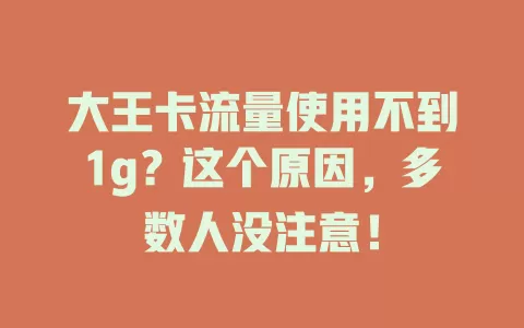 大王卡流量使用不到1g？这个原因，多数人没注意！