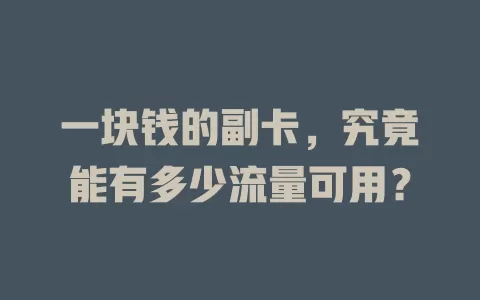 一块钱的副卡，究竟能有多少流量可用？
