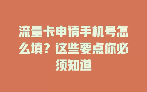 流量卡申请手机号怎么填？这些要点你必须知道