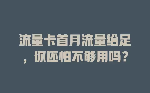 流量卡首月流量给足，你还怕不够用吗？