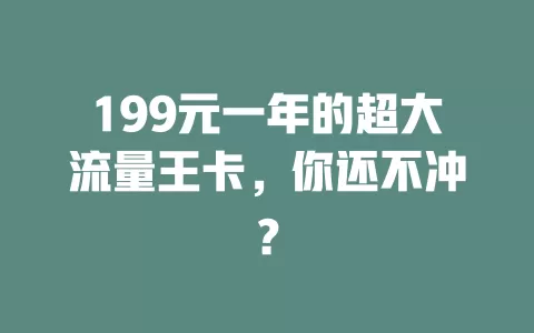 199元一年的超大流量王卡，你还不冲？