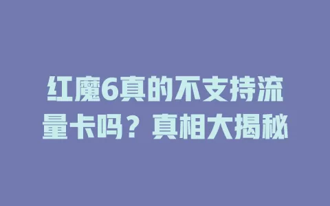 红魔6真的不支持流量卡吗？真相大揭秘