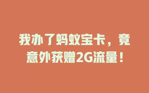 我办了蚂蚁宝卡，竟意外获赠2G流量！