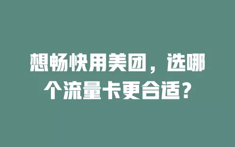 想畅快用美团，选哪个流量卡更合适？