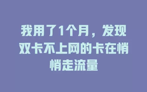 我用了1个月，发现双卡不上网的卡在悄悄走流量