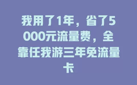 我用了1年，省了5000元流量费，全靠任我游三年免流量卡