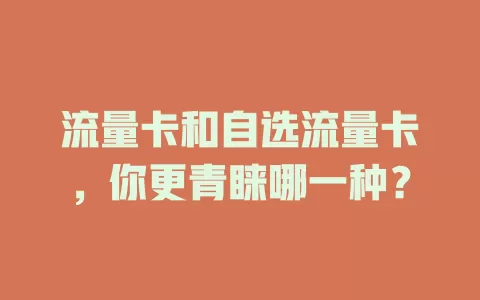 流量卡和自选流量卡，你更青睐哪一种？