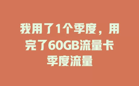 我用了1个季度，用完了60GB流量卡季度流量