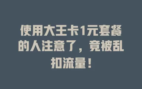 使用大王卡1元套餐的人注意了，竟被乱扣流量！