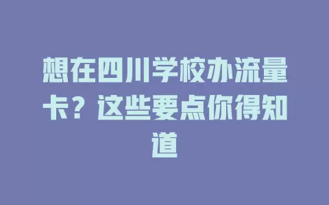 想在四川学校办流量卡？这些要点你得知道