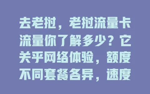 去老挝，老挝流量卡流量你了解多少？它关乎网络体验，额度不同套餐各异，速度也重要，选时结合停留时间与需求，了解它让老挝之行更精彩
