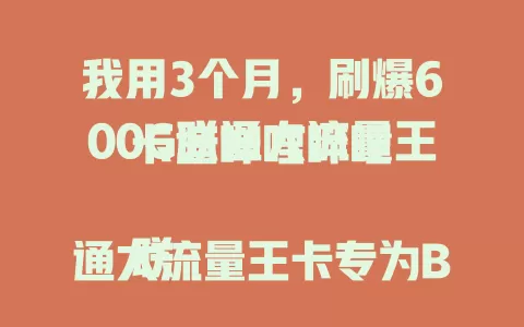 我用3个月，刷爆600G联通大流量王卡追哔哩哔哩

联通大流量王卡专为B站用户打造，流量海量，高清视频、番剧、直播随心看，告别流量焦虑。网络稳定，在哪都能畅享B站精彩，是畅游B站的最佳搭档 。