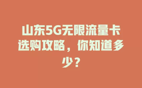 山东5G无限流量卡选购攻略，你知道多少？