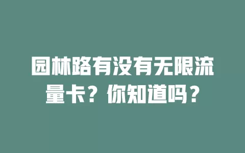 园林路有没有无限流量卡？你知道吗？
