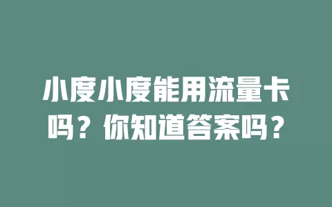 小度小度能用流量卡吗？你知道答案吗？