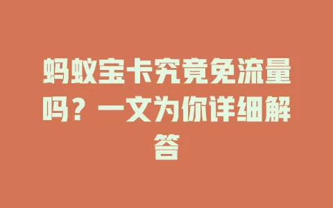 蚂蚁宝卡究竟免流量吗？一文为你详细解答