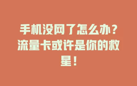 手机没网了怎么办？流量卡或许是你的救星！