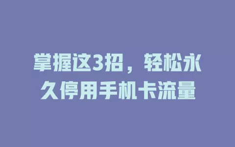 掌握这3招，轻松永久停用手机卡流量