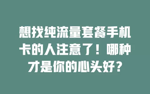 想找纯流量套餐手机卡的人注意了！哪种才是你的心头好？