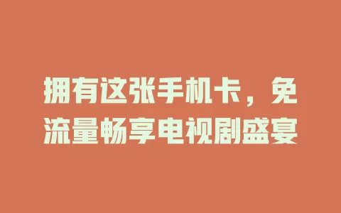 拥有这张手机卡，免流量畅享电视剧盛宴