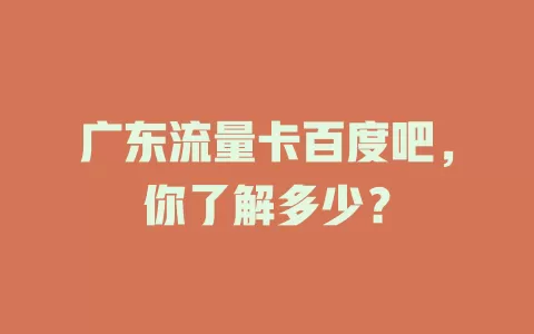 广东流量卡百度吧，你了解多少？