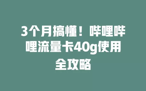 3个月搞懂！哔哩哔哩流量卡40g使用全攻略