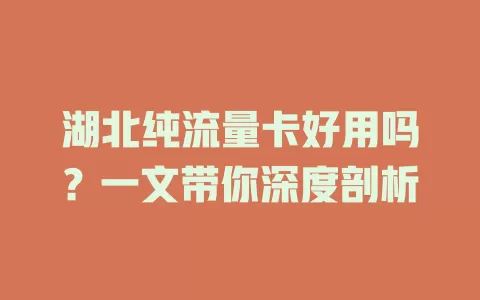 湖北纯流量卡好用吗？一文带你深度剖析