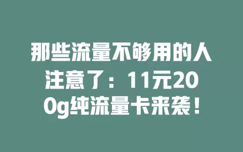 那些流量不够用的人注意了：11元200g纯流量卡来袭！