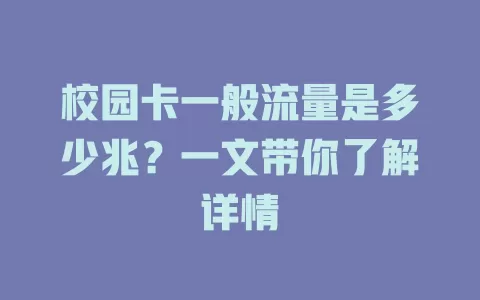 校园卡一般流量是多少兆？一文带你了解详情