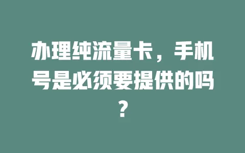 办理纯流量卡，手机号是必须要提供的吗？
