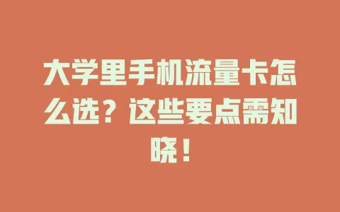 大学里手机流量卡怎么选？这些要点需知晓！