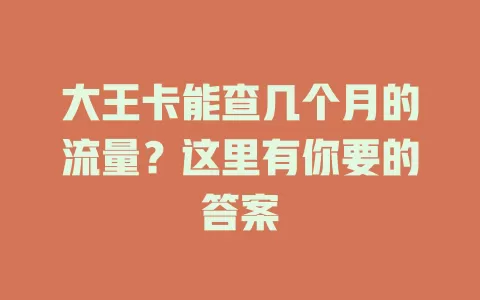 大王卡能查几个月的流量？这里有你要的答案