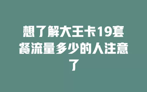 想了解大王卡19套餐流量多少的人注意了