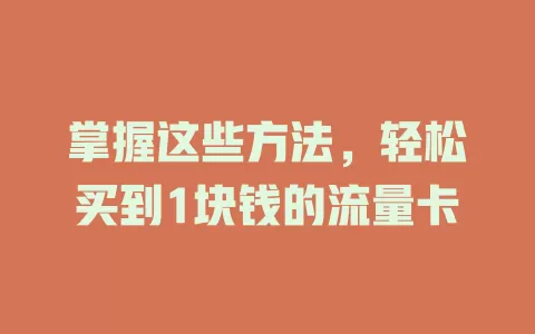掌握这些方法，轻松买到1块钱的流量卡