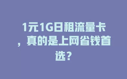 1元1G日租流量卡，真的是上网省钱首选？