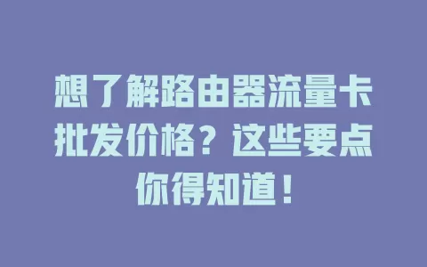 想了解路由器流量卡批发价格？这些要点你得知道！